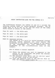 Contax S 2 manual. Camera Instructions.